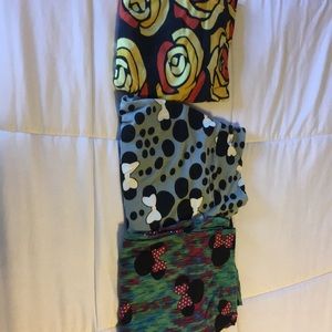Three pair of Disney Lularoe Leggings OS